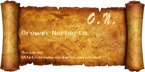 Orowan Norberta névjegykártya